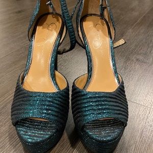 Jessica Simpson sandal heels with strap Style JS-Beeya worn 1x comes with box